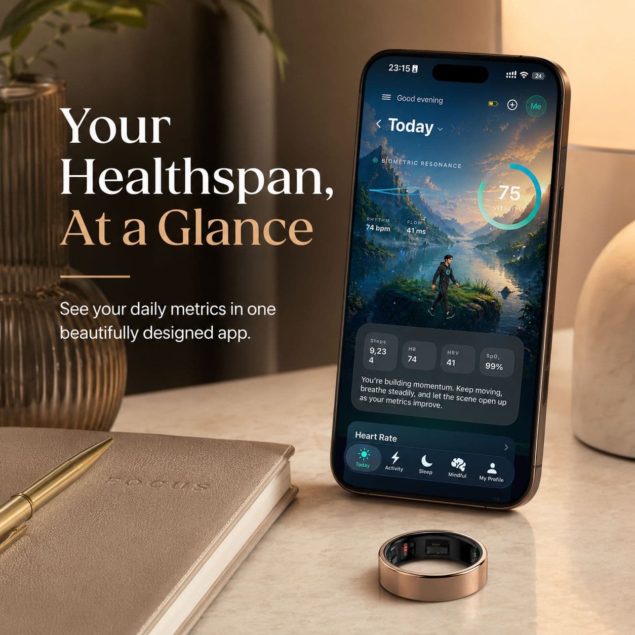SENOVA ring beside the app